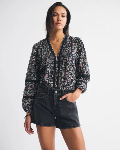 Abercrombie & Fitch Mid Rise A-line Short In Black