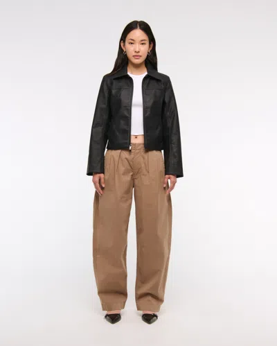 Abercrombie & Fitch Mid Rise Barrel Pant In Brown
