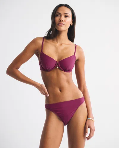 Abercrombie & Fitch Mid Rise High-leg Moderate Bottom In Burgundy