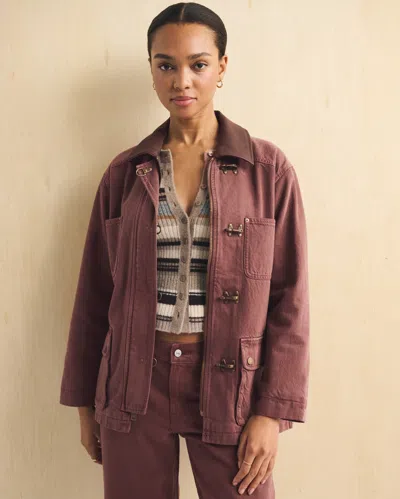 Abercrombie & Fitch Mid-length Denim Barn Jacket In Burgundy