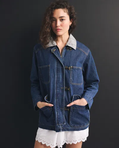 Abercrombie & Fitch Mid-length Denim Barn Jacket In Blue