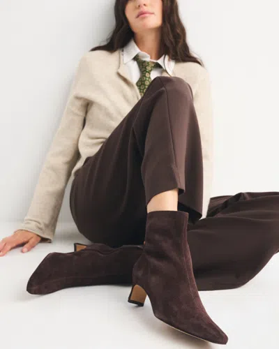 Abercrombie & Fitch Mini Heel Suede Ankle Boot In Burgundy