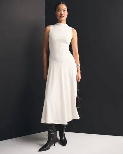 Abercrombie & Fitch Mockneck Knit Maxi Dress In Cream