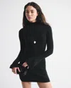 Abercrombie & Fitch Mockneck Ribbed Mini Sweater Dress In Black