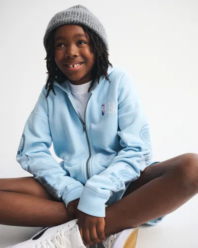 Abercrombie & Fitch Kids' Nba Graphic Full-zip Hoodie In Blue