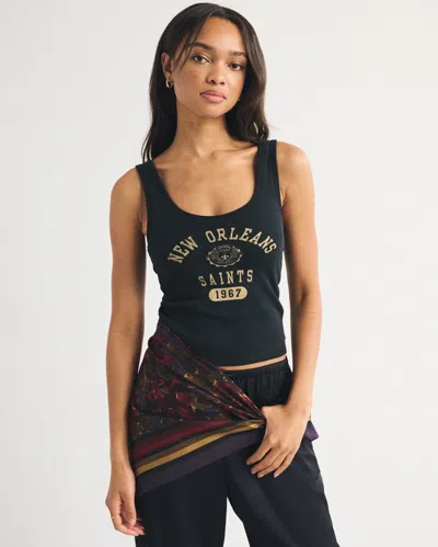 Abercrombie & Fitch New Orleans Saints Bra-free Rib Scoopneck Tank In Black