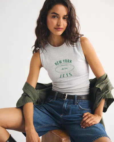 Abercrombie & Fitch New York Jets Bra-free Rib High-neck Tank In White
