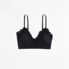 Abercrombie & Fitch Next To Naked Lace-trim V-neck Bralette In Black