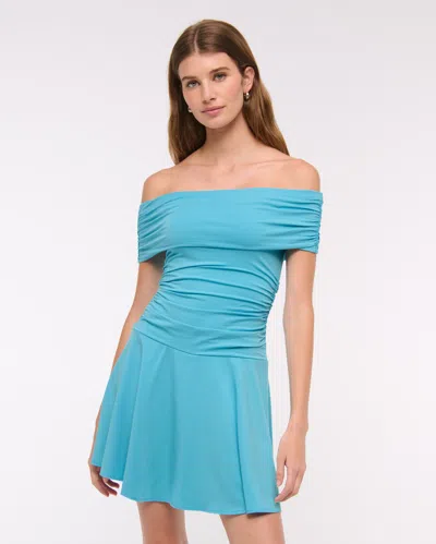 Abercrombie & Fitch Off-the-shoulder Knit Skort In Blue