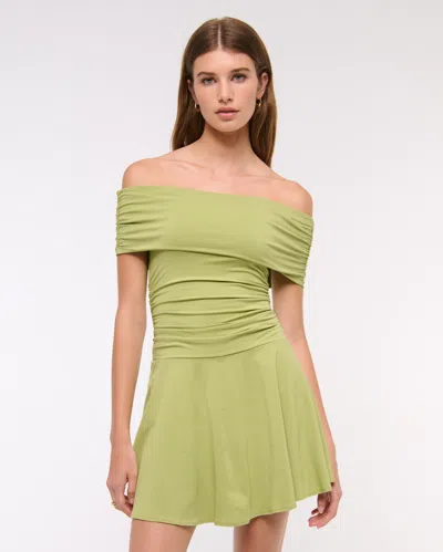 Abercrombie & Fitch Off-the-shoulder Knit Skort In Green
