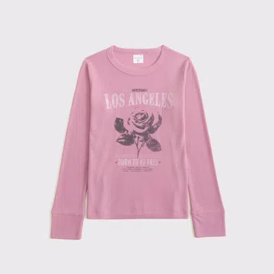 Abercrombie & Fitch Kids' Oversized Long-sleeve Graphic Tee In Pink