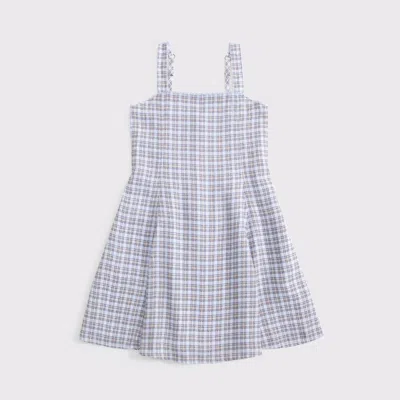 Abercrombie & Fitch Kids' Pattern Mini Dress In Light Blue Plaid
