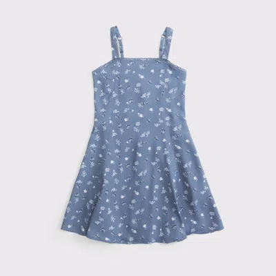 Abercrombie & Fitch Kids' Pattern Mini Dress In Slate Blue Floral