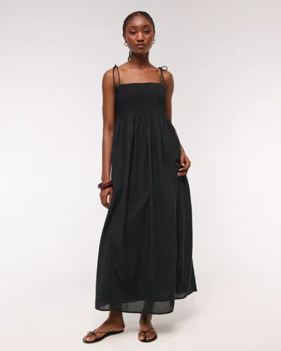 Abercrombie & Fitch Pintuck Flowy Maxi Dress In Black