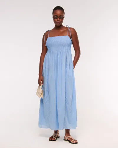 Abercrombie & Fitch Pintuck Flowy Maxi Dress In Blue