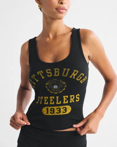 Abercrombie & Fitch Pittsburgh Steelers Bra-free Rib Scoop Neck Tank In Black