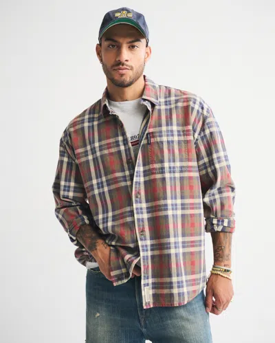 Abercrombie & Fitch Plaid Button-up Shirt In Red