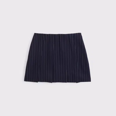 Abercrombie & Fitch Pleated Tailored Mini Skort In Blue