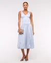 Abercrombie & Fitch Plunge Bubble Hem Midi Dress In Blue