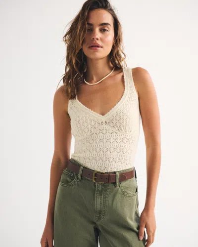 Abercrombie & Fitch Pointelle-stitch Sweater Tank In Neutral