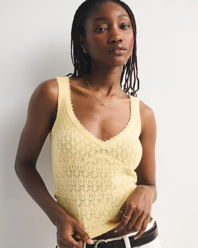 Abercrombie & Fitch Pointelle-stitch Sweater Tank In Yellow