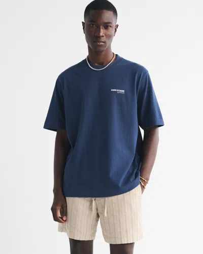 Abercrombie & Fitch Premium Heavyweight 2.0 Micro-logo Tee In Blue