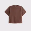 Abercrombie & Fitch Premium Heavyweight Cropped Tee In Brown