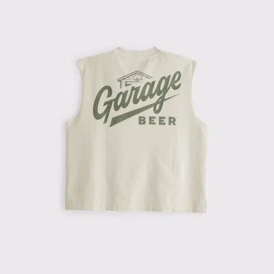 Abercrombie & Fitch Premium Heavyweight Garage Beer Graphic Tank In White
