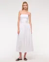 Abercrombie & Fitch Premium Linen Drop-waist Belted Midi Dress In White