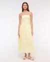 Abercrombie & Fitch Premium Linen Drop-waist Belted Midi Dress In Yellow