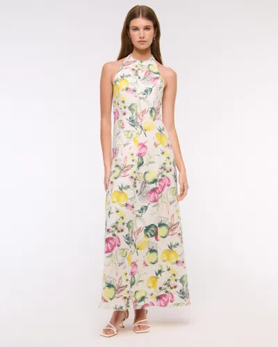 Abercrombie & Fitch Premium Linen High-neck Maxi Dress