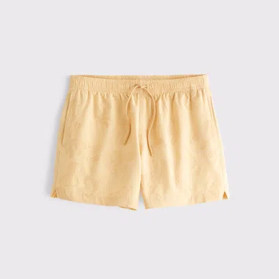 Abercrombie & Fitch Pull-on Embroidered Swim Trunk In Yellow