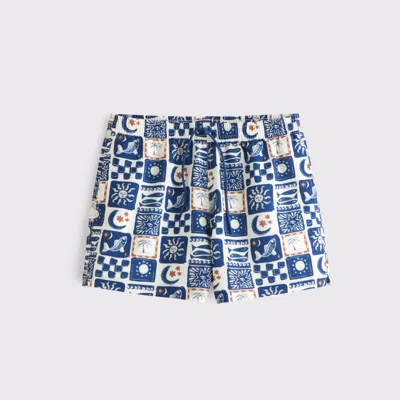 Abercrombie & Fitch Pull-on Micro-texture Swim Trunk In Blue