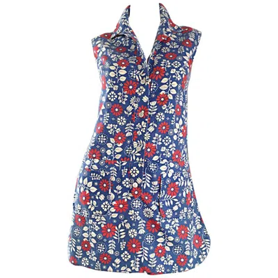 Pre-owned Abercrombie & Fitch Rare 1960s  Romper Jumpsuit With Skort Red White & Blue
