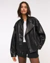 Abercrombie & Fitch Relaxed Mockneck Vegan Leather Bomber Jacket In Black