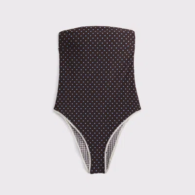 Abercrombie & Fitch Reversible Curve Love A&f Marina One-piece Swimsuit In Brown
