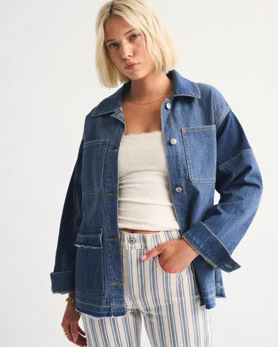 Abercrombie & Fitch Reworked Linen-blend Denim Shirt Jacket In Multi