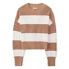 Abercrombie & Fitch Ribbed Classic Sweater Womens Praline Cream Stripe Red970 In Multi
