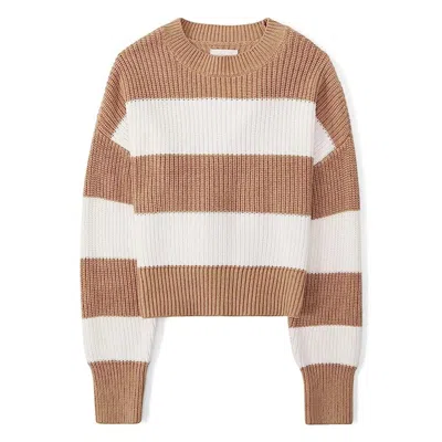 Abercrombie & Fitch Ribbed Classic Sweater Womens Praline Cream Stripe Red970 In Multi
