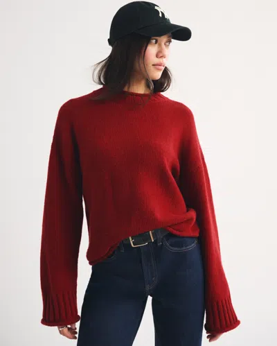 Abercrombie & Fitch Rollneck Crew Sweater In Red