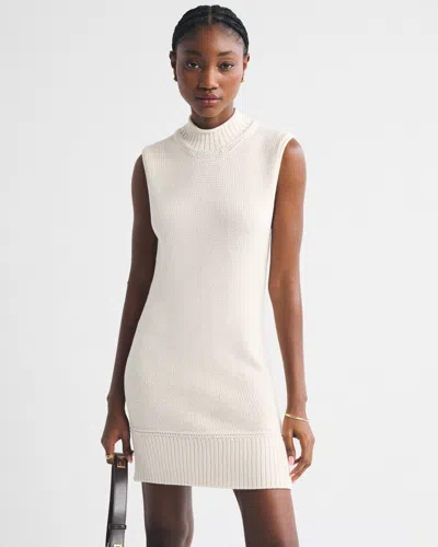 Abercrombie & Fitch Rollneck Mini Sweater Dress In White