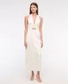Abercrombie & Fitch Rosette Halter Midi Dress In White