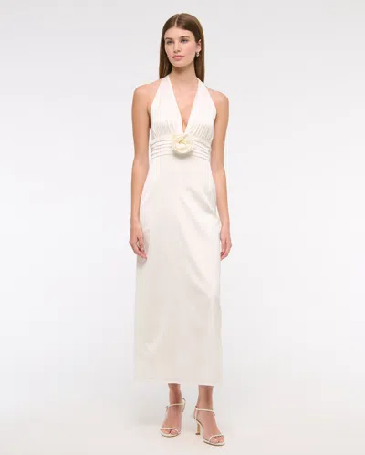 Abercrombie & Fitch Rosette Halter Midi Dress In White