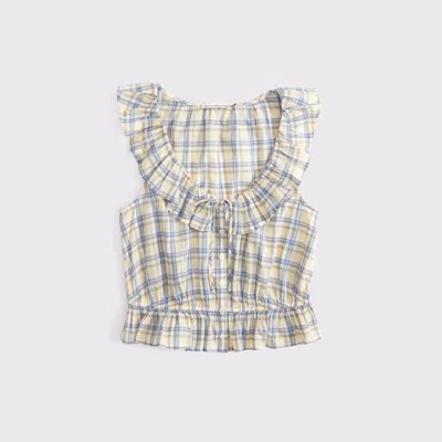Abercrombie & Fitch Ruffle Scoopneck Button-through Tank In Yellow