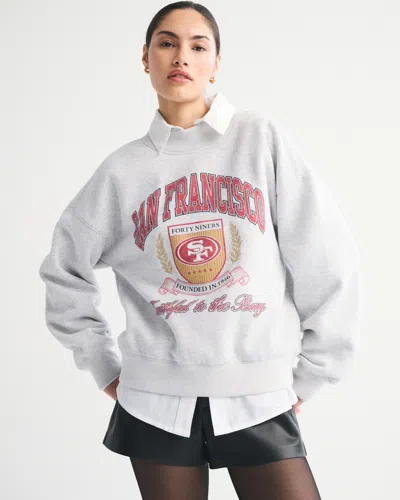 Abercrombie & Fitch San Francisco 49ers Sunday Mockneck Crew In Gray