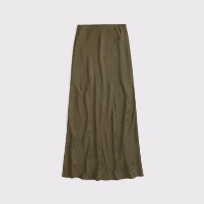 Abercrombie & Fitch Satin Maxi Skirt In Green