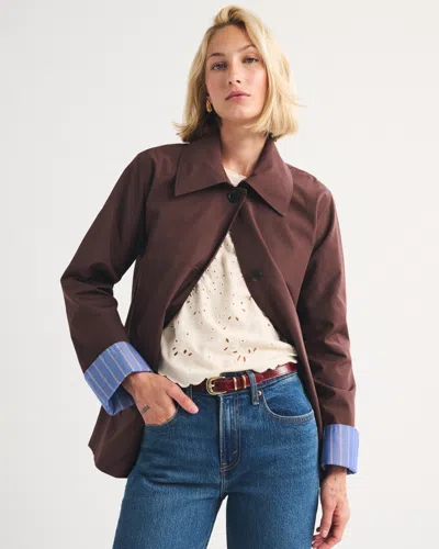 Abercrombie & Fitch Scarf A-line Trench Coat In Brown