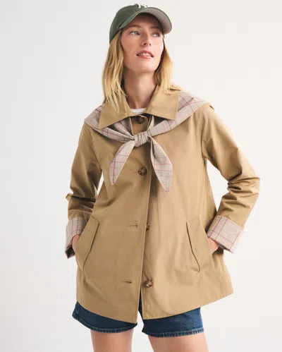 Abercrombie & Fitch Scarf A-line Trench Coat In Caramel