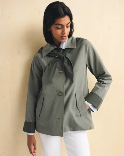 Abercrombie & Fitch Scarf A-line Trench Coat In Olive Grey