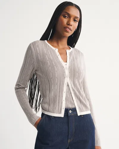 Abercrombie & Fitch Scoopneck Cardigan In Gray